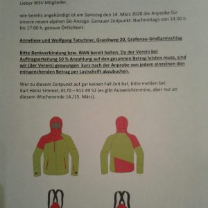 Termin enfällt! Anprobe Alpin-Ski-Anzüge